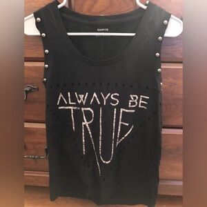 Express Black Studded / Cut out Graphic Tank Top